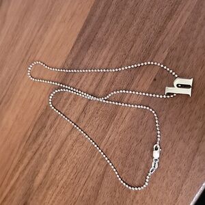 "H" h block letter initially sterling silver necklace